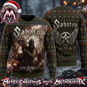 Sabaton The Last Stand Album Artwork Military Soldier And Star Wings Knitted Pattern Christmas 2026 Holiday Ugly Christmas Sweater