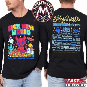 Sick New World Texas Festival 2026 Cartoon Logo Longsleeeve Lineup Tee For October 24 2026 For Fort Worth At Texas Motor Speedway T-Shirt