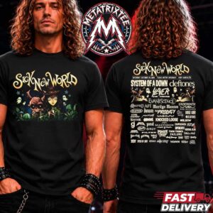 Sick New World Texas Festival 2026 Devil Duo Lineup Tee For October 24 2026 For Fort Worth At Texas Motor Speedway Two Sided Short T-Shirt