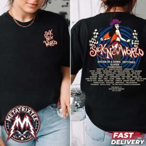 Sick New World Texas Festival 2026 Goth Babe Starter Lineup Tee On October 24 2026 For Fort Worth At Texas Motor Speedway Two Sided Black T-Shirt