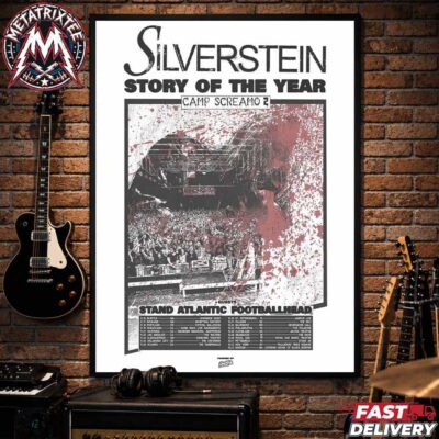 Silverstein and Story Of The Year Camp Screamo 2 concert poster with live stage artwork and tour dates.