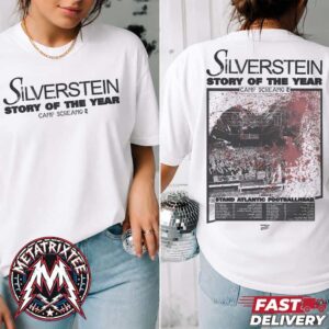 Silverstein Story Of The Year Camp Screamo 2 Tour Poster For USA Tour November And December 2026 With Stand Atlantic Footballhead Two Sided Print White T-Shirt