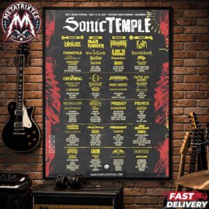 Sonic Temple Art And Music Festival 2027 Lineup Poster-Blink-182 And Iron Maiden And Falling In Reverse And Korn For Columbus OH On May 13-16 Poster Canvas