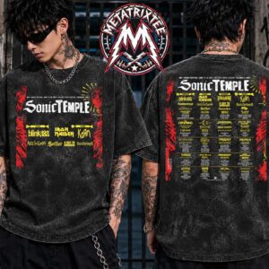 Sonic Temple Art And Music Festival 2027 Lineup Poster-Blink-182 And Iron Maiden And Falling In Reverse And Korn For Columbus OH On May 13-16 Washed T-Shirt