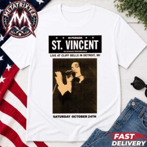 St Vincent Live At Cliff Bells 2026 Concert Poster On October 24 2026 In Detroit Michigan Unisex T-Shirt