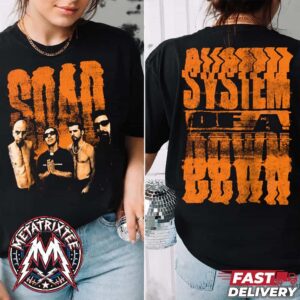 System Of A Down Band Graphic Shirt Sick New World Texas 2026 Motor Speedway Orange SOAD Concert Merch Tee