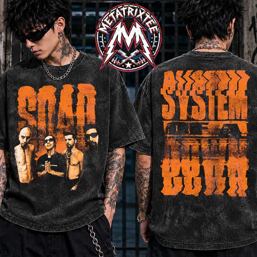 System Of A Down Band Graphic Shirt Sick New World Texas 2026 Motor Speedway Orange SOAD Concert Merch Tee Washed T-Shirt System Of A Down Band Graphic Shirt Sick New World Texas 2026 Motor Speedway Orange SOAD Concert Merch Tee Washed T-Shirt