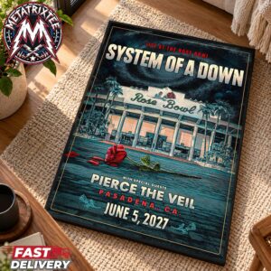 System Of A Down Live At The Rose Bowl 2027 Concert Poster For Pasadena California On June 5th With Special Guests Pierce The Veil Gallery-Style Poster Canvas