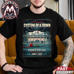 System Of A Down Live At The Rose Bowl 2027 Concert Poster For Pasadena California On June 5th With Special Guests Pierce The Veil Unisex T-Shirt