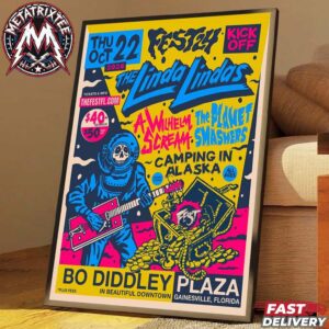 THE FEST 24 Kick Off 2026 Poster With The Linda Lindas at Bo Diddley Plaza Florida In Gainesville Florida On October 23-25 Premium Poster Canvas