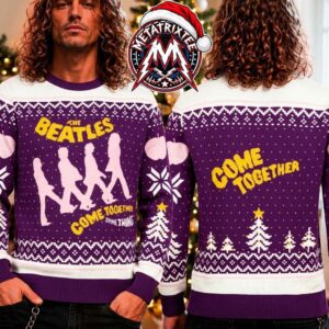 The Beatles Abbey Road Silhouette Come Together Something Purple Holiday Christmas Xmas Ugly Christmas Sweater