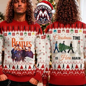 The Beatles Christmas Time Is Here Again Abbey Road Christmas Tree 2026 Knitted Ugly Christmas Sweater