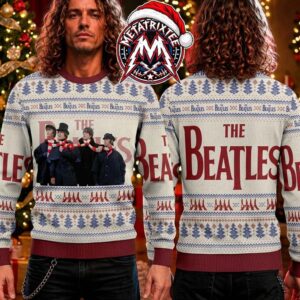 The Beatles Cream And Burgundy Band Photo Help Pattern Ugly Christmas Sweater Gift For Holiday 2026