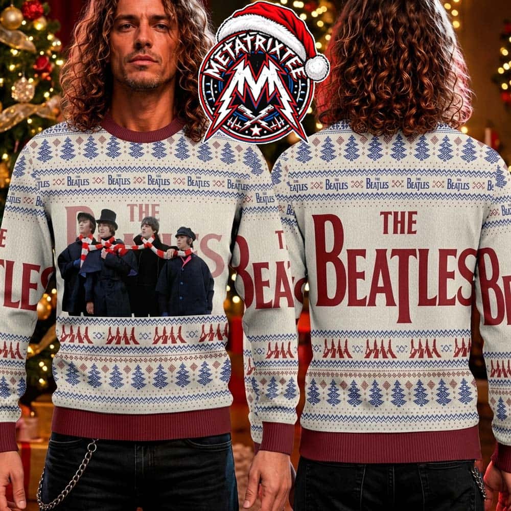 The Beatles Cream And Burgundy Band Photo Help Pattern Ugly Christmas Sweater Gift For Holiday 2026 The Beatles Cream And Burgundy Band Photo Help Pattern Ugly Christmas Sweater Gift For Holiday 2026