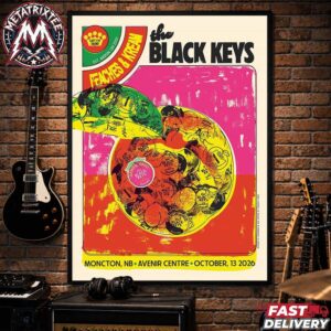 The Black Keys Moncton 2026 Show Poster For Avenir Centre In New Brunswick Canada On October 13 Peaches ‘N Kream World Tour 2026 Premium Poster Canvas