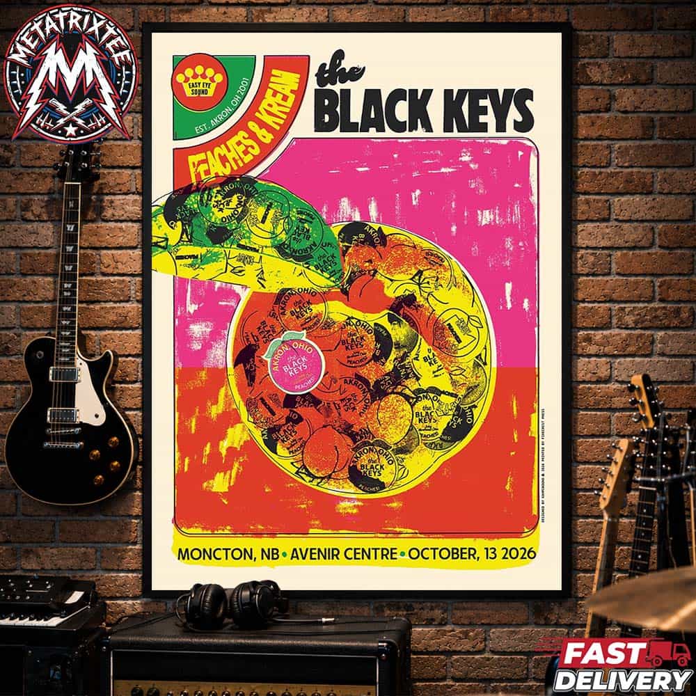 The Black Keys Moncton 2026 Show Poster For Avenir Centre In New Brunswick Canada On October 13 Peaches ‘N Kream World Tour 2026 Premium Poster Canvas The Black Keys Moncton 2026 Show Poster For Avenir Centre In New Brunswick Canada On October 13 Peaches ‘N Kream World Tour 2026 Premium Poster Canvas