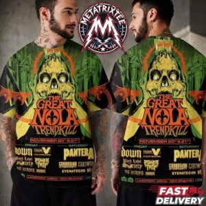 The Great Nola Trendkill Official Lineup Poster With Pantera At Lakefront Arena In New Orleans LA On November 20th And 21st 2026 All Over Print T-Shirt