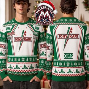 Tony Kart Go Kart Racing Team Driver Uniform Christmas Trees Snowflake Gift For Fan Knitted Ugly Christmas Sweater