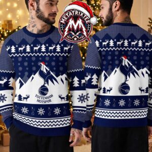 Tottenham Hotspur FC Snow Mountain Reindeer Snowflake Blue And White Pattern 2026 Knitted Ugly Christmas Sweater