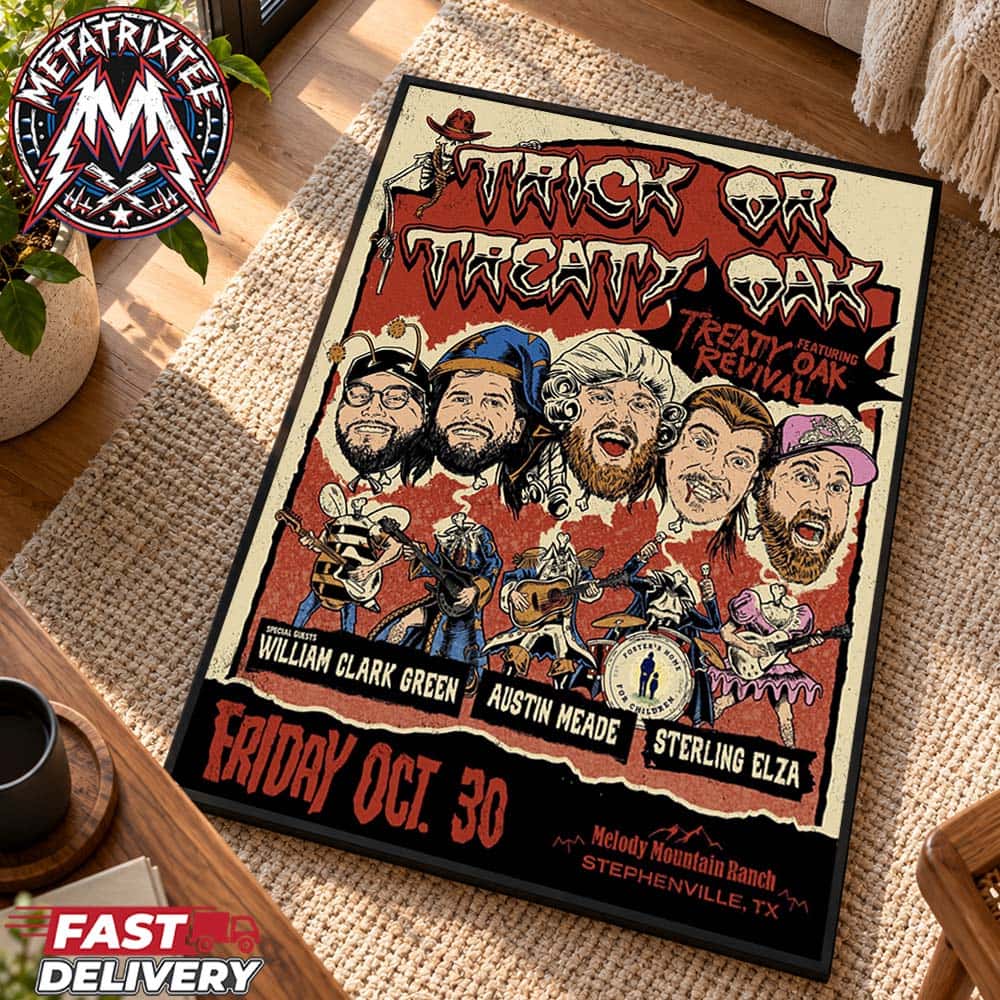 Treaty Oak Revival Stephenville TX Show Poster For Melody Mountain Ranch On Friday October 30th 2026 With Special Guests William Clark Green Austin Meade And Sterling Elza Poster Canvas Treaty Oak Revival Stephenville TX Show Poster For Melody Mountain Ranch On Friday October 30th 2026 With Special Guests William Clark Green Austin Meade And Sterling Elza Poster Canvas