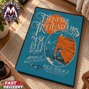 Turnpike Troubadours Live at Red Rocks Amphitheatre 2027 Show Poster Two Night For Morrison Colorado On May 13th And 14th With Amble And Wade Forster Poster Canvas