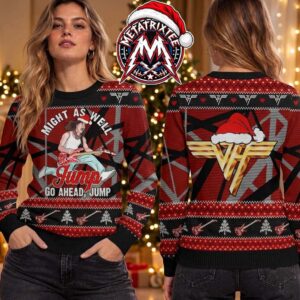 Van Halen Eddie Jump Might As Well Go Ahead Jump Logo Guitar Christmas Gift Custom Ugly Christmas Sweater