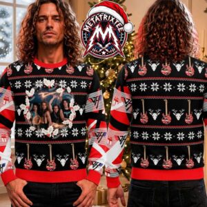 Van Halen Rock Band Member Photo And Red Guitar Holiday Christmas Xmas Ugly Christmas Sweater