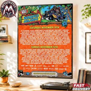 Vans Warped Tour Orlando 2026 Concert Poster Camping World Stadium Campus Full Lineup For Saturday November 14th And Sunday November 15th Poster Canvas