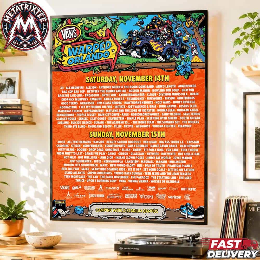 Vans Warped Tour Orlando 2026 Concert Poster Camping World Stadium Campus Full Lineup For Saturday November 14th And Sunday November 15th Poster Canvas Vans Warped Tour Orlando 2026 Concert Poster Camping World Stadium Campus Full Lineup For Saturday November 14th And Sunday November 15th Poster Canvas