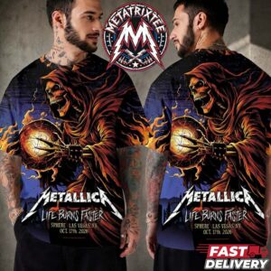 Weekend Three Saturday Night Poster By Brandon Heart Metallica Life Burns Faster Night 6 In Sphere Las Vegas On October 17th 2026 All Over Print T-Shirt