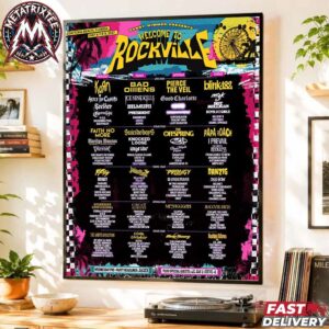 Welcome To Rockville 2027 Daytona Beach FL Poster Lineup For May 6 To May 9 At Daytona International Speedway With Korn And Bad Omens And Blink-182 And Pierce The Veil Poster Canvas