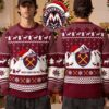 West Ham United FC Grinch In Santa Claus Outfit Logo Badge Gift For Fan Knitted Ugly Christmas Sweater West Ham United FC Grinch In Santa Claus Outfit Logo Badge Gift For Fan Knitted Ugly Christmas Sweater