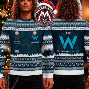 Williams Racing F1 Team Formula 1 Car Snowflake Reindeer Pattern Gift For Fan Knitted Ugly Christmas Sweater