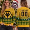 Wolverhampton Wanderers FC Wolves Text Christmas Baubles Merry Christmas 2026 Knitted Ugly Christmas Sweater