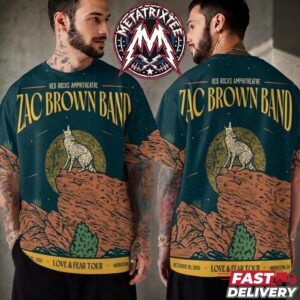 Zac Brown Band Morrison Colorado Love And Fear Tour 2026 Gig Poster Night 2 For October 20th At Red Rocks Amphitheatre All Over Print T-Shirt