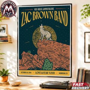 Zac Brown Band Morrison Colorado Love And Fear Tour 2026 Gig Poster Night 2 For October 20th At Red Rocks Amphitheatre High-Quality Poster Canvas